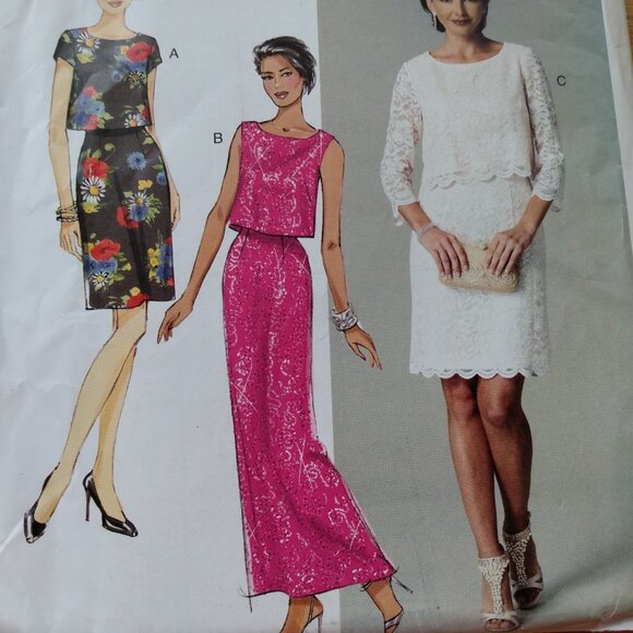 Dress with Overlay Bodice Sewing Pattern Size 6-22 Plus Size McCall's 6414 UNCUT - Picture 2 of 11